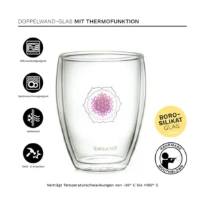 Creano Thermoglas Doppelwandig “Blume des Lebens” – 250ml