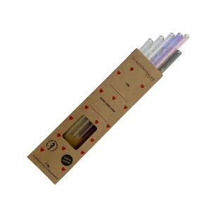 6 bunte (Rosa, Lavendel, Grau, Klar) Glastrinkhalme (20 cm) + Reinigungsbürste