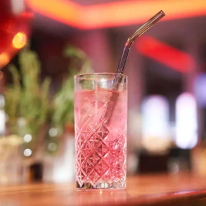 6 schwarze Glastrinkhalme Knorker Kerl mit Knick (23 cm) + Reinigungsbürste